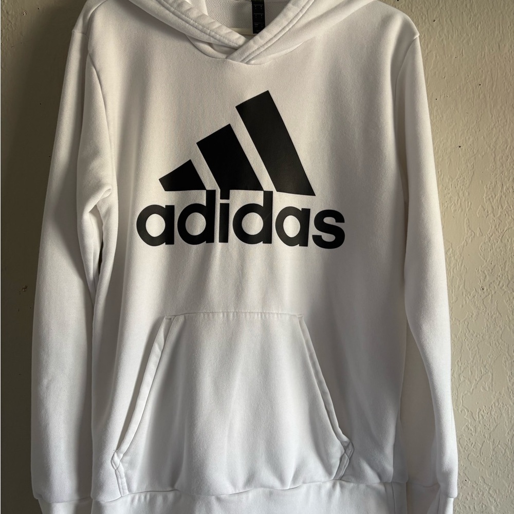 Adidas White and Black Sweatshirt Hoodie